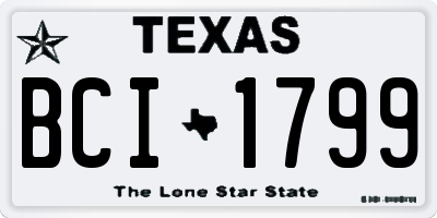 TX license plate BCI1799