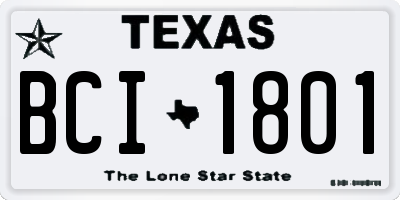TX license plate BCI1801