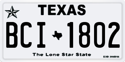 TX license plate BCI1802