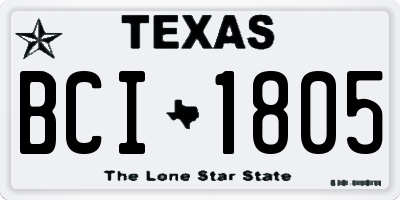 TX license plate BCI1805