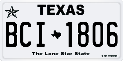 TX license plate BCI1806