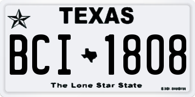 TX license plate BCI1808