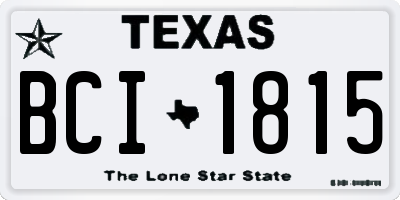 TX license plate BCI1815