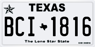 TX license plate BCI1816