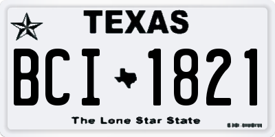 TX license plate BCI1821