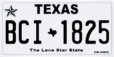 TX license plate BCI1825