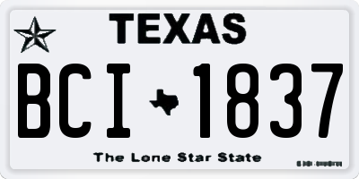 TX license plate BCI1837