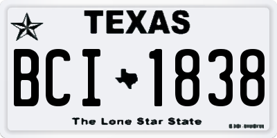 TX license plate BCI1838