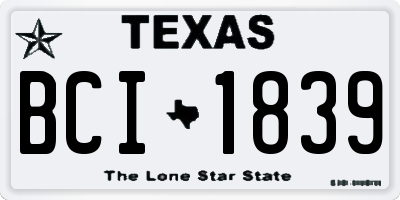 TX license plate BCI1839