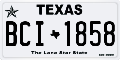 TX license plate BCI1858