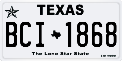 TX license plate BCI1868