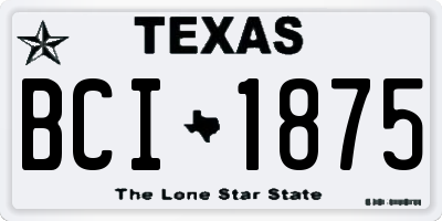 TX license plate BCI1875