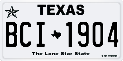TX license plate BCI1904