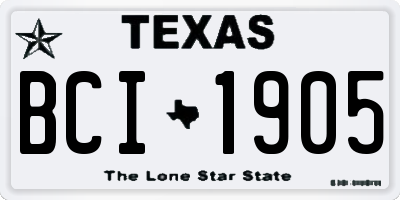 TX license plate BCI1905