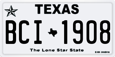 TX license plate BCI1908