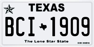 TX license plate BCI1909