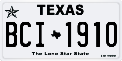 TX license plate BCI1910