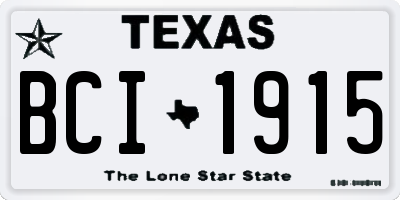 TX license plate BCI1915