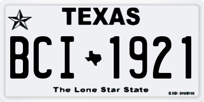 TX license plate BCI1921