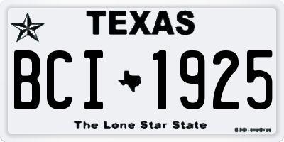 TX license plate BCI1925