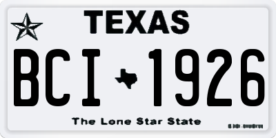 TX license plate BCI1926