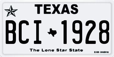 TX license plate BCI1928