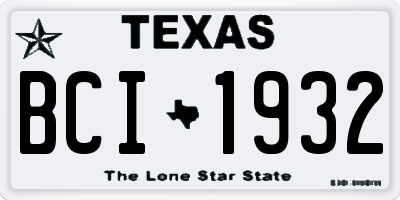 TX license plate BCI1932
