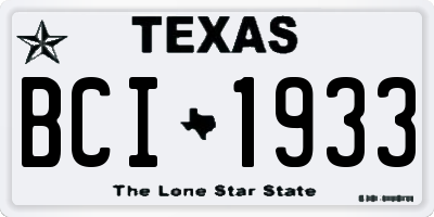TX license plate BCI1933