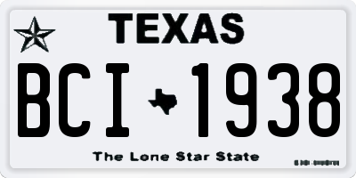 TX license plate BCI1938