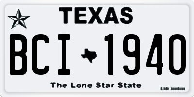 TX license plate BCI1940
