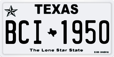 TX license plate BCI1950