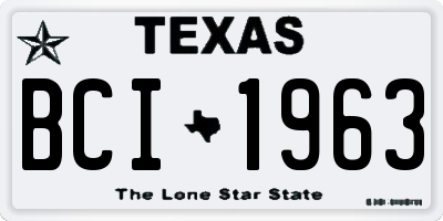 TX license plate BCI1963