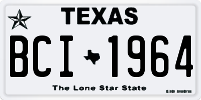 TX license plate BCI1964