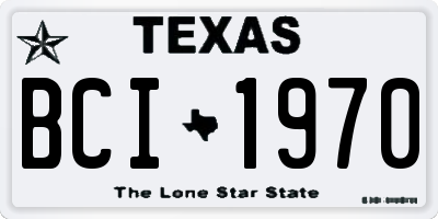 TX license plate BCI1970