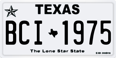 TX license plate BCI1975
