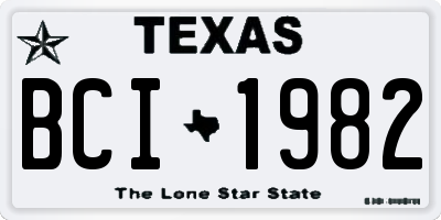 TX license plate BCI1982