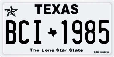 TX license plate BCI1985