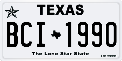 TX license plate BCI1990