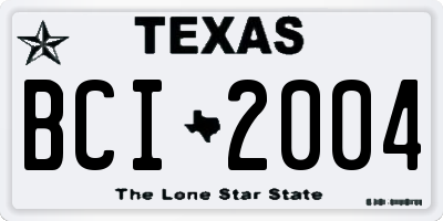 TX license plate BCI2004