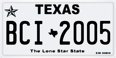 TX license plate BCI2005