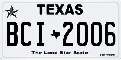 TX license plate BCI2006