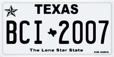 TX license plate BCI2007