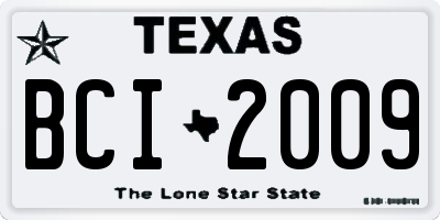 TX license plate BCI2009