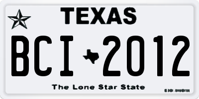 TX license plate BCI2012