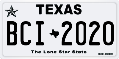TX license plate BCI2020