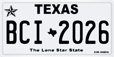 TX license plate BCI2026