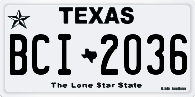 TX license plate BCI2036