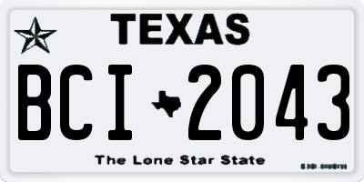 TX license plate BCI2043
