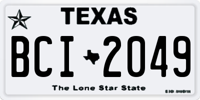 TX license plate BCI2049