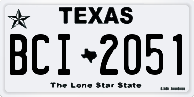 TX license plate BCI2051